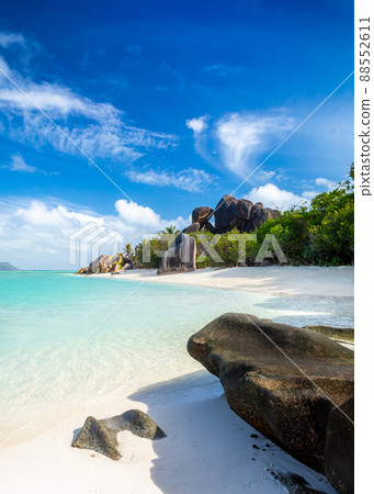 Anse Source D'Argent - the most beautiful beach of Seychelles. La Digue Island, Seychelles Anse Source D'Argent - the most beautiful beach of Seychelles. La Digue Island, Seychelles 88552611