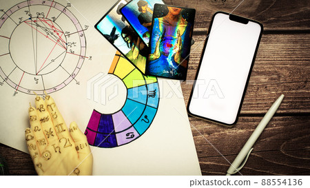 Esoteric concept and astrology, Fortune telling tarot predictions background Esoteric concept and astrology, Fortune telling tarot predictions background 88554136