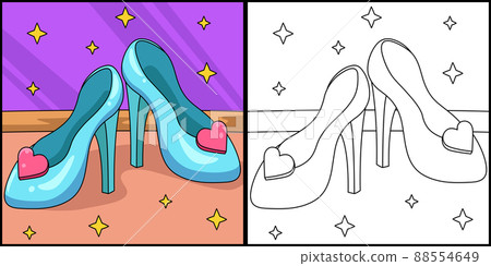 Princess Shoes With Heels Coloring Illustration 88554649