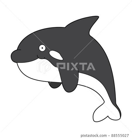 Cute cartoon vector illustration of a killer whale 88555027