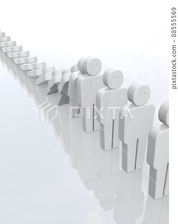 Domino defeating a straight line of lines White vertical 88555569