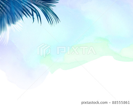 Watercolor texture and palm leaf background material 88555861