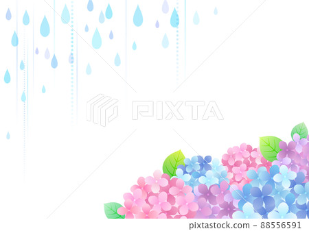 雨季的繡球花背景框架插圖☆許多變化 88556591