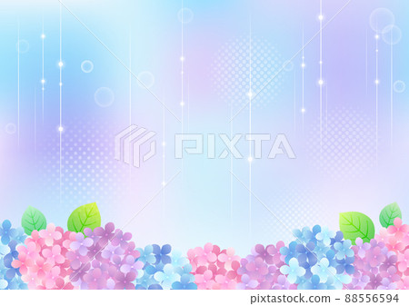 雨季的繡球花背景框架插圖☆許多變化 88556594