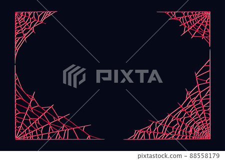 Spider web corners isolated on dark background. Spooky Halloween red cobwebs. Vector illustration Spider web corners isolated on dark background. Spooky Halloween red cobwebs. Vector illustration 88558179