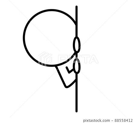 Illustration of a two-headed white person peeking through the wall Illustration of a two-headed white person peeking through the wall 88558412