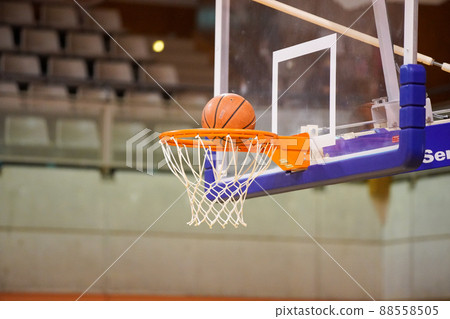 The moment the ball shot in a basketball game enters the goal or the goal net shakes The moment the ball shot in a basketball game enters the goal or the goal net shakes 88558505