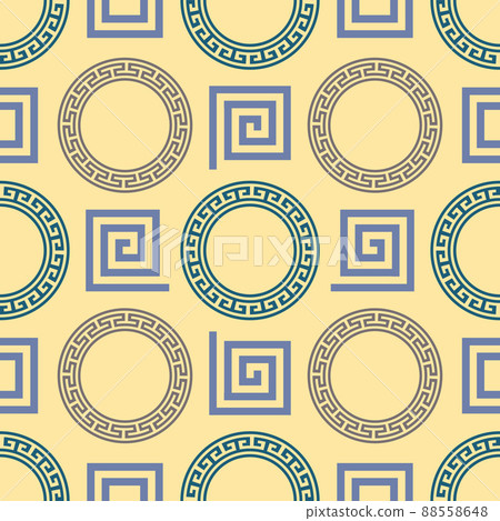 Circle greek seamless pattern with round meander borders. Vector EPS 10. 88558648