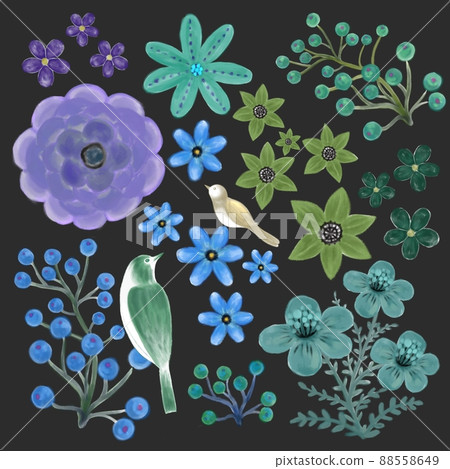 Flowers and birds, birds and flowers, nuts and birds, birds and nuts 88558649