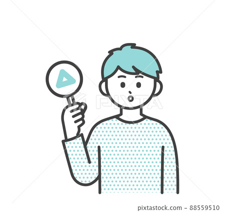 Illustration material that boy holds a triangular tag 88559510