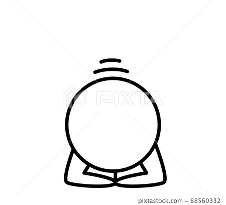 一個兩頭白人做坐姿的插圖 88560332