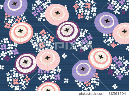 Hydrangea and snake eyes Umbrella pattern background dark Hydrangea and snake eyes Umbrella pattern background dark 88561504