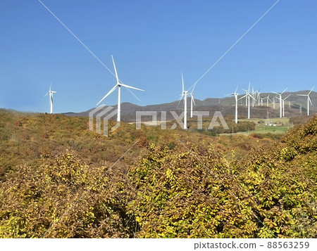 Scenery where a windmill for wind power generation stands Scenery where a windmill for wind power generation stands 88563259