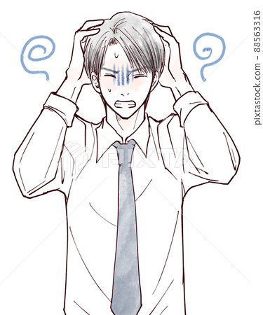 英俊的男人抱著他的頭 88563316