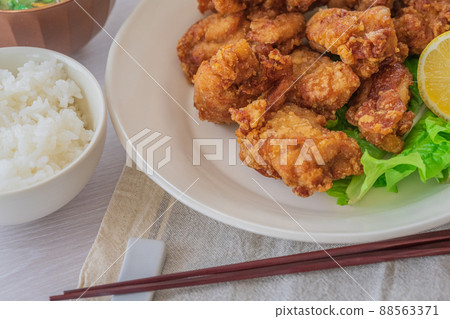 Fried white background tableware Meal image material 88563371