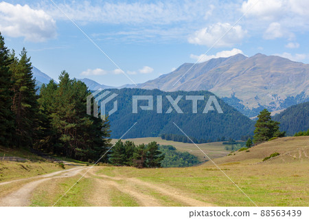 View in Mountains. Road to Shenako village from Diklo in Tusheti region View in Mountains. Road to Shenako village from Diklo in Tusheti region 88563439