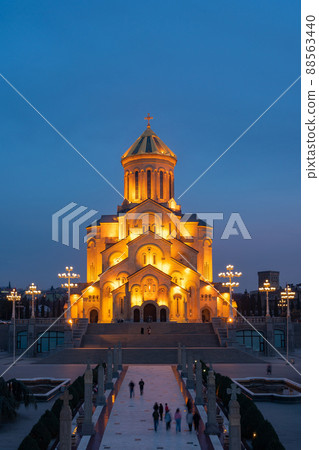 Night view of Holy Trinity Cathedral of Tbilisi - Sameba Night view of Holy Trinity Cathedral of Tbilisi - Sameba 88563440