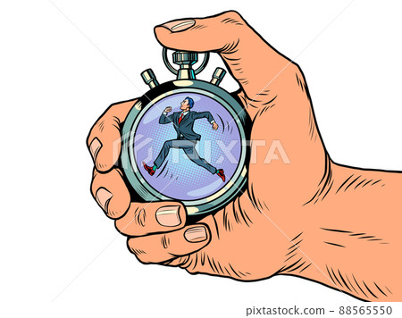 businessman running late sports stopwatch, speed meter. Time clock arrows are an accurate instrument. Run businessman running late sports stopwatch, speed meter. Time clock arrows are an accurate instrument. Run 88565550