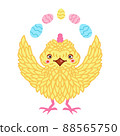 Easter chicken cute vector drawing with eggs. Icon, logo, template, illustration for Easter celebration.  88565750