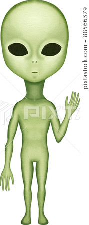 Illustration of an alien raising his hand 88566379