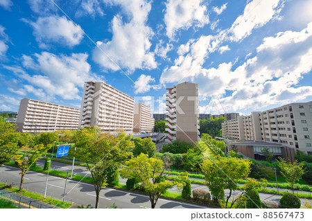 [Osaka] September, Senri New Town Fujishirodai, cityscape in front of Kitasenri Station 88567473