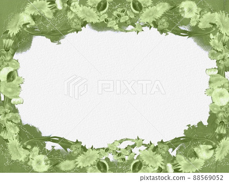Analog style illustration Dandelion, white clover and clover flower frame Analog style illustration Dandelion, white clover and clover flower frame 88569052