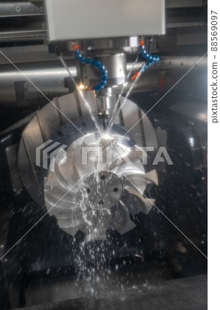 Metalworking CNC milling machine. Cutting metal modern processing technology. Metalworking CNC milling machine. Cutting metal modern processing technology. 88569097