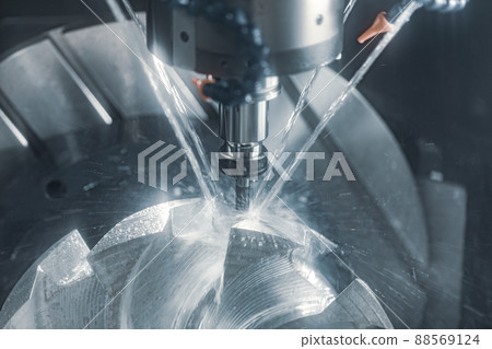 Metalworking CNC milling machine. Cutting metal modern processing technology. 88569124