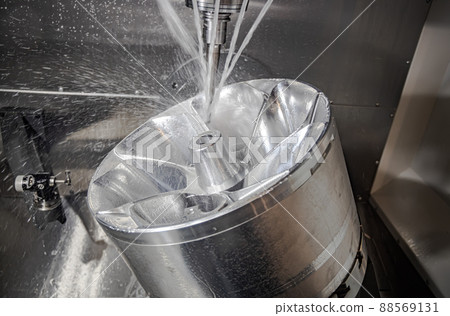 Metalworking CNC milling machine. Cutting metal modern processing technology. 88569131