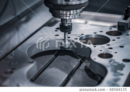 Metalworking CNC milling machine. Cutting metal modern processing technology. Metalworking CNC milling machine. Cutting metal modern processing technology. 88569135