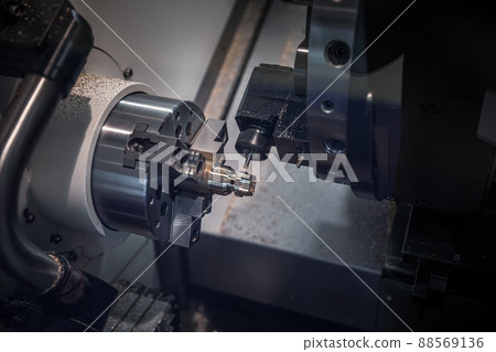 Metalworking CNC milling machine. Cutting metal modern processing technology. Metalworking CNC milling machine. Cutting metal modern processing technology. 88569136