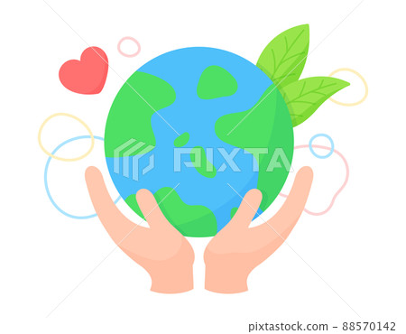 Illustrations that protect the earth. Save the earth and the natural environment with human hands. Designed with the concept of eco and world peace. 88570142