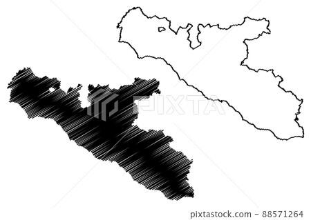 Free municipal consortium of Agrigento (Italy, Italian Republic, Sicily region) map vector illustration, scribble sketch Province of Agrigento map 88571264