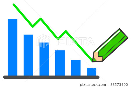 通過用鉛筆繪製來解釋遞減折線圖的插圖 88573590