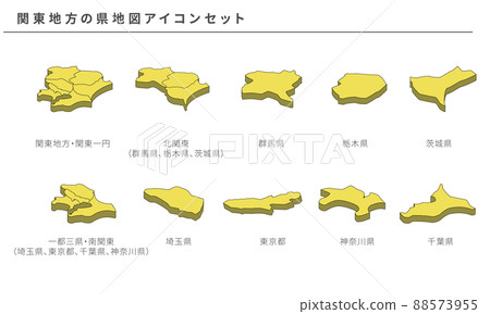 Map of Japan, Kanto region map icon set, vector material 88573955