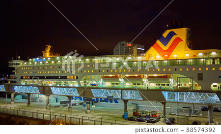 Stockholm, Sweden - November 3, 2018: The Tallink ship Viktoria I in Vartahamnen port in Stockholm, the capital of Sweden. Waiting for departure to Tallin. Stockholm, Sweden - November 3, 2018: The Tallink ship Viktoria I in Vartahamnen port in Stockholm, the capital of Sweden. Waiting for departure to Tallin. 88574392