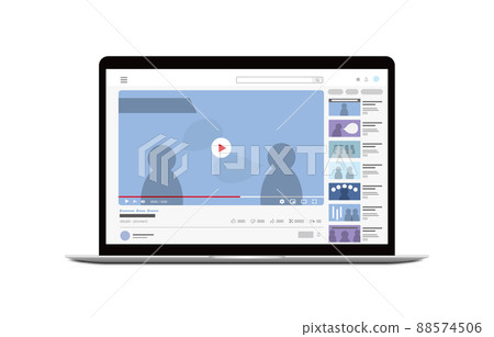 Image of video site viewed on a laptop computer 88574506