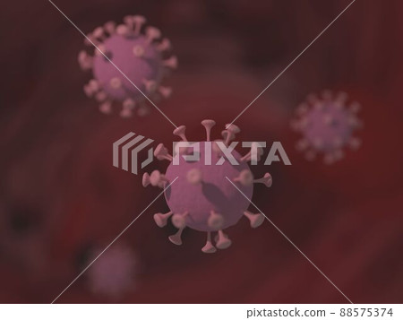 Virus floating in blood vessels in the body 88575374