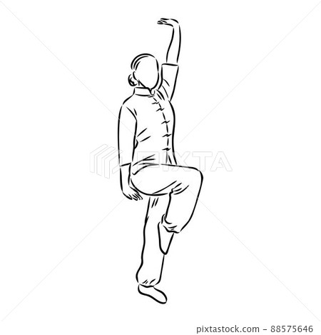 Vector illustration of a guy performing tai chi and qigong exercises Vector illustration of a guy performing tai chi and qigong exercises 88575646