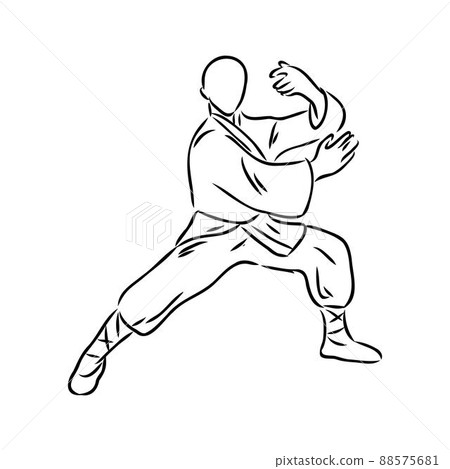 Vector illustration of a guy performing tai chi and qigong exercises 88575681