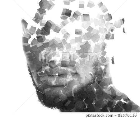 Multiple cubes shaping a portrait of a young man 88576110