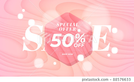 Sale special offer 50% off banner. Pink background special offer and promotion template design. Sale special offer 50% off banner. Pink background special offer and promotion template design. 88576633