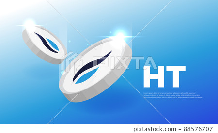 Ht coin cryptocurrency concept banner. Ht coin cryptocurrency concept banner. 88576707