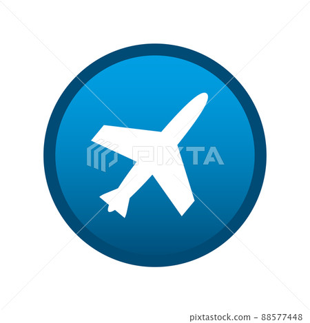 Airplane round media icon on white background - Vector Airplane round media icon on white background - Vector 88577448