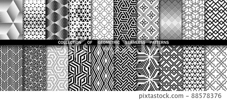 Geometric set of seamless black and white... - Stock Illustration ...