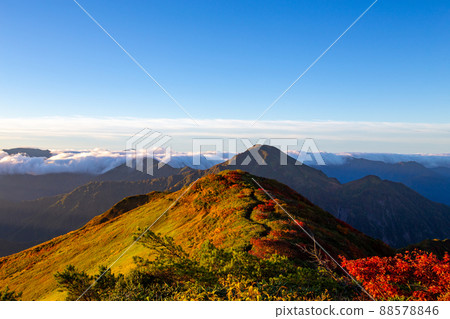 Mt. Nakanodake seen from Mt. Echigo Komagatake 88578846
