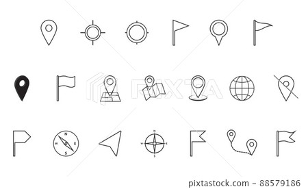 Location icons set. Vector illustration. Flat. Location icons set. Vector illustration. Flat. 88579186