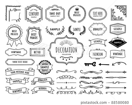 Line drawing frame and decoration set (handwriting style) Line drawing frame and decoration set (handwriting style) 88580080
