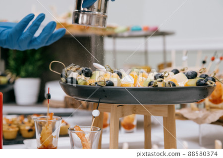 Delicacies and snacks at the buffet or banquet. Catering. Delicacies and snacks at the buffet or banquet. Catering. 88580374