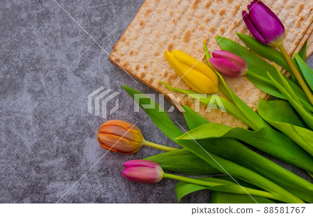 Jewish holiday of Pesach traditional celebration kosher matzah bread for the ceremony ritual blessings Jewish holiday of Pesach traditional celebration kosher matzah bread for the ceremony ritual blessings 88581767